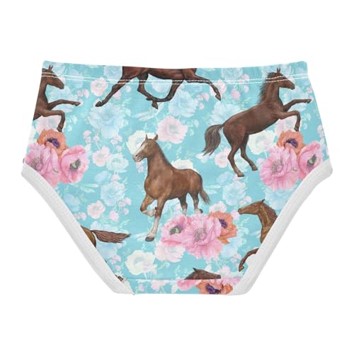 Wusikd Running Horse Girls' Underwear Cotton Flowers Girls Briefs Soft Toddler Underwear 3T2