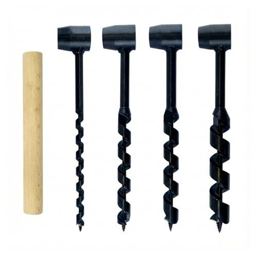 Bushcraft Hand Auger Set Scotch Eye Wood Drill Bit for Survival & Camping High Carbon Steel Manual Hole Maker for Shelter Building Peg Making & Outdoor Woodworking (4 Sizes: 0.39-0.98)(4 PCS)