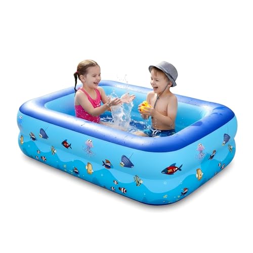 Inflatable Pool for Kids and Adults, Oversized Thickened Family Blow Up Pools, Rectangular Inflatable Swimming Pool for Backyard, Outdoor, Garden, Summer Water Party (47 * 35 * 20IN 2-Floor)