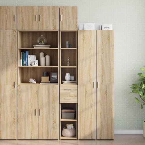 Frdhee Mesitas De Noche Estrechas, Armario Estrecho Madera ingeniería Roble 30x42,5x225 cm Mesilla De Noche para Salón, Dormitorio, Cocina y Proch