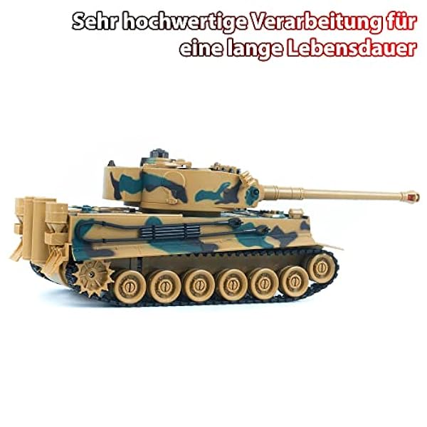 HSP Himoto German Tiger RC fjärrstyrd stridsvagn 2,4 GHz tank militärfordon modell BAU skala 1:28, stridslägen, infraröd strid, skjutsimulering, ljud och belysning, komplett set