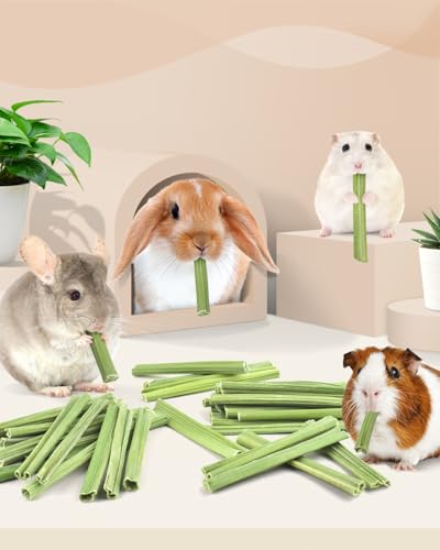 Bissap Rabbit Chew Sticks 35PCS, Natural Papaya Stems Bunny Chews Treats for Rabbits Hamsters Chinchillas Guinea Pigs Small Animals Organic Molar Chewing Snack