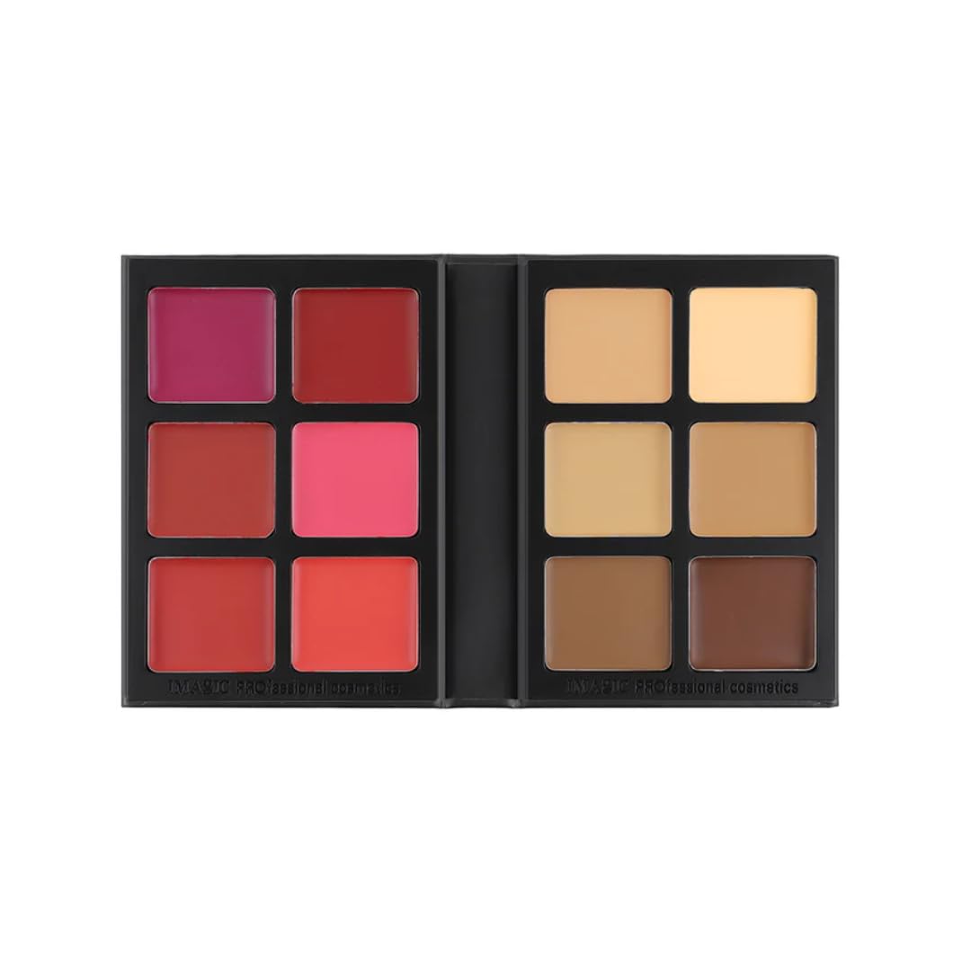 IMAGIC 12 Colors Contour & Blush Palette, Multiuse Cream Foundation & Blush Palette 18g
