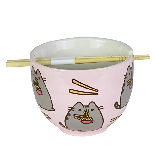 Enesco Pusheen By Our Name Is Mud Ramen Bowl And Chopsticks Set, 4", Pink, 18 Fluid Ounces #TOP2