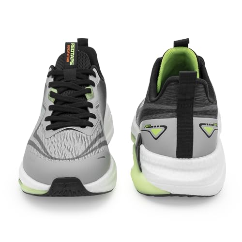 Image of Red Tape Men's Sneakers Grey Green Mesh Round Toe Lace-Up All-Day Comfort