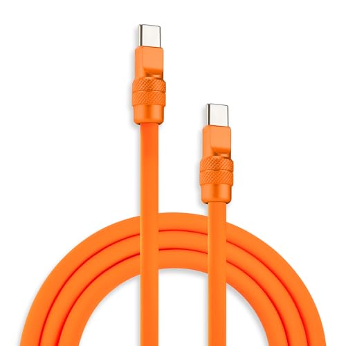 Image of chubbycable Chubby 2.0 Fast Charging Cable Durable Soft Silicone USB C Cable 240W Extra Thick Charger Cord Compatible with iPhone 17-15 Series iPad, Orange+Orange, Type-C to Type-C, 16.4 FT