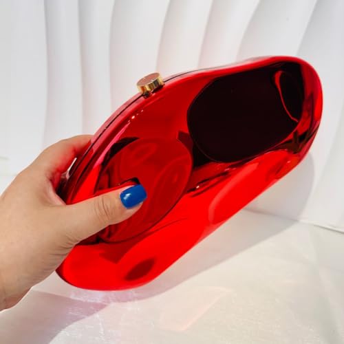 Image of Acrylic Shell Clutch Purse for Women Metallic Evening Bag Large Designer Acrylic Handbag for Wedding Party Prom