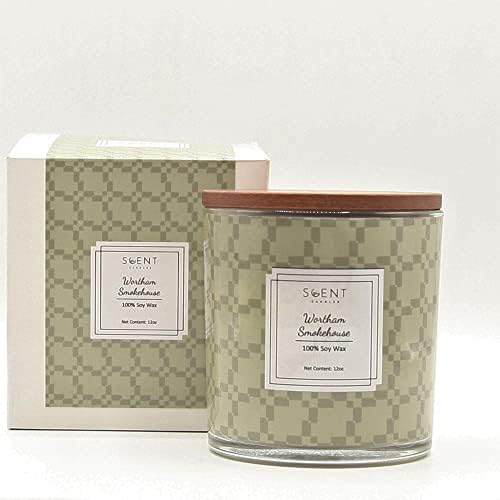 SCENT CANDLES | Highly Scented Candles - Aromatherapy Candles for Home | Wortham Smokehouse Candle | 12oz Glass Jar | 100% Natural Soy Wax Candles | Burn Time 60-70 Hours