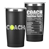 CFGBFDGH Coach Gifts Tumbler, 20oz Black Stainless Steel Insulated Coffee Tumbler with Lid, Tennis Balls Tumblers, Tennis Gifts for Men Boyfriend Coach, Him, Sports Coaches Christmas Birthday Gift