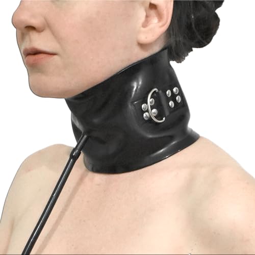 Aufblasbares Latex BDSM Halsband – Fesselhalsband mit Nieten, stufenlos anpassbar, schwarz – Halskrause für Bondage Fetisch Spiele, ergonomisch und langlebig