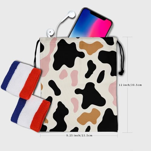 Image of Nerxy Cow Print Gymnastics Grip Bag - Animal Grips Bags Cowhide Drawstring Gym Bag for Gymnasts Wildlife Athlete Gym Pouch Bags Adjustable
