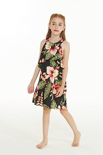 Image of Family Matching Hawaiian Clothes, Black Rafelsia | Lightweight 100% rayon • Family matching outfits • Beach vacations • Luaus • Cruises • Family photos