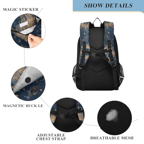 senya Blue Magic Sun Moon Backpack Water-Resistant Bag Lightweight Bookbags with Reflective Strip2