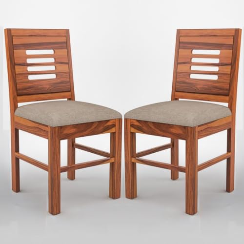 Image of Sheesham Wooden 2 Dining Chair Set for Living Room | Solid Wood Study Chair for Living Room | Office Chair for Home & Office | Rosewood Chair Set (Set of 2, Honey B)