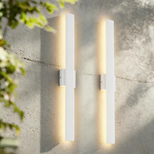 Aipsun 2 Packs Outdoor Wall Sconce, 3000K 4000K 6000K, 31.5in Modern White Exterior Light, Long LED Linear Wall Light Outside Lighting for Entrance, Hallway, Garage, Porch(3CCT) by Aipsun - Image 3
