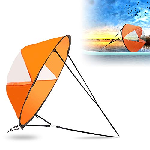 Triclicks 42\" Foldable Downwind Wind Sail Kit Sup Paddle Board Instant Popup for Kayak Boat Sailboat Canoe, Orange