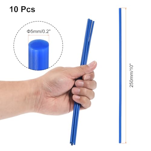 Image of uxcell 10 Pcs Plastic Rods 5 x 250mm Round Solid ABS Styrene Stick for DIY Toys Building Architectural Model Making, Blue
