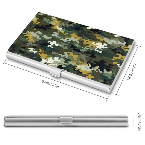 Green Camouflage Black White Business Card Holder, Pocket Slim Portable Metal Business Card Case for Women Men2