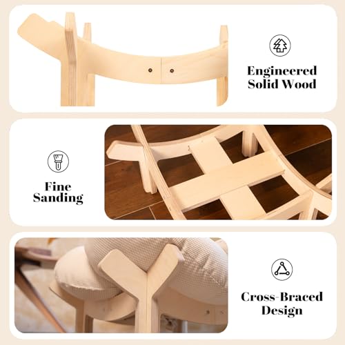 CHEERHOME PETS Elevated Cat Bed Wooden with Cushion Fluffy Pet Couch Sofa for Indoor Cats Raised Kitty Lounge Chair Suitable for Puppy, Cat Furniture(White) - Image 5