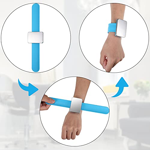 Magnetic Wristband For Hair Stylist Pin Wristband Wrist Pin Holder Braiders Wristband For Gel Silicone Sewing Pincushion With 3 Pieces Pintail Comb 6 Pieces Plastic Clip (Blue Wrist Strap) #TOP2