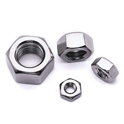 5/16-18 Stainless Steel Finished Hex Nut, 304 Stainless Steel 18-8 Hexagon Nut, Bright Finish, Full Thread, Asme B18.2.2, 25 Of Pack #TOP4