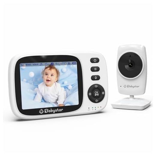 Babystar Babyfoon met camera, 3,2 inch video-babyfoon, draadloos, nachtzicht, temperatuurbewaking, twee-weg audio, VOX-modus, 2100 mAh oplaadbaar, 2,4 GHz babyfoon, ideaal voor ouders