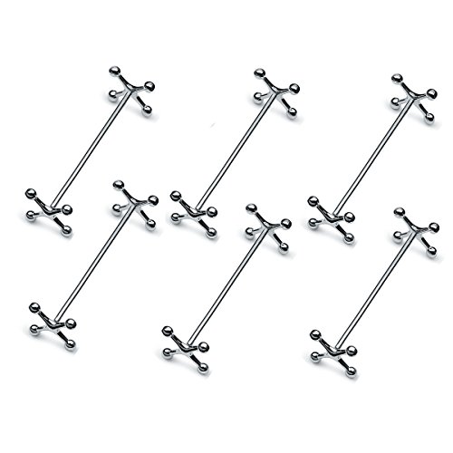 Messerbänke (6er Set) Kreuz/Knochen | L 7,5 cm | Premium Silber Plated versilbert | Edles Geschenk mit Box