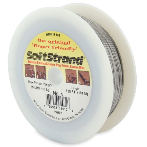 Image of WCS Softstrand, Uncoated Stranded Stainless Steel Picture Wrapping Wire, Size #4, 35 lb / 16 kg, 625 ft / 191 m