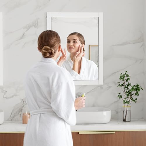 Armario empotrado para medicamentos de 14'' x 18'', con espejo, inserto de madera para tabique, estante empotrado para baño, reemplazo para armarios de medicamentos, almacenamiento para baño y sala de estar, blanco miniatura 4
