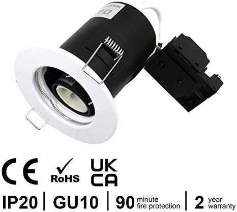 Wondlumi Fire Rated Downlights White Recessed Ceiling Lighting, LED Spot Lights for Kitchen 240V IP20, Incl. 5W GU10 LED Bulbs Cool White, Pack of 4