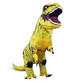 Piamif Inflatable Dinosaur Costume Adult, Fancy Halloween Blow up T-Rex Costume Full Body Dino Costume for Cosplay Party (Yellow)