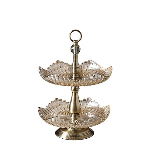 Uxzdx Cujux 2 Layers Stacked Fruit Plate, Crystal Glass Family Living Room Cake Dessert Plate Fruit Plate #TOP8