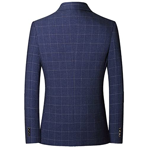 Blazers for Men Business Casual Slim Fit Suit Sonos Plaid Colar Entalhado Terno Formal