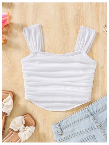 SOLY HUX Girl's Summer Ruched Sleeveless Crop Tops Sweetheart Neck Cute Tank Shirts3