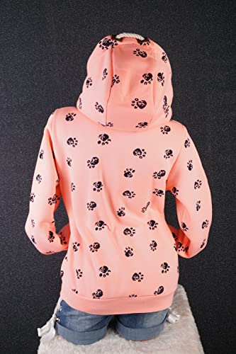 Zeralda Damen Sweat Jacke Kapuze Fleece gefüttert Hoodie Übergangsjacke Anker Sterne S - 3XL (Rosa-2024, XL)