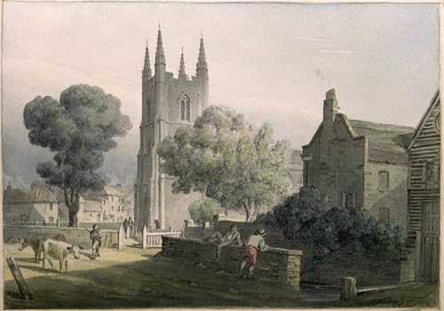 Peinture moderne église de Croydon | Grand poster impression toile 60x90