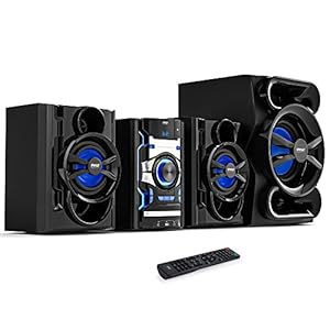 3-Piece Wireless Bluetooth Stereo System – 1000 Watt DVD Shelf System for Home with DVD Player, MP3, USB, FM Radio, Bass Reflex Speaker, and Remote Control, Compact & Portable – PHSKR14