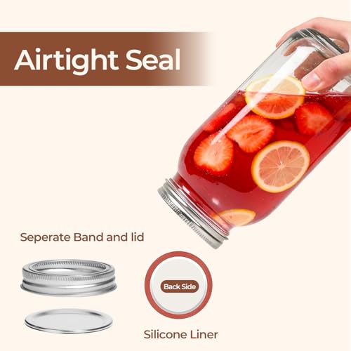 Image of ComSaf Half Gallon Mason Jar 64oz 3Pcs, Wide Mouth Mason Jars with Lids and Seal Bands, Large Glass Canning Jars for Suntea, Pickling, Sourdough, Fermentation, Salad, Meal Prep, Food Pantry Storage