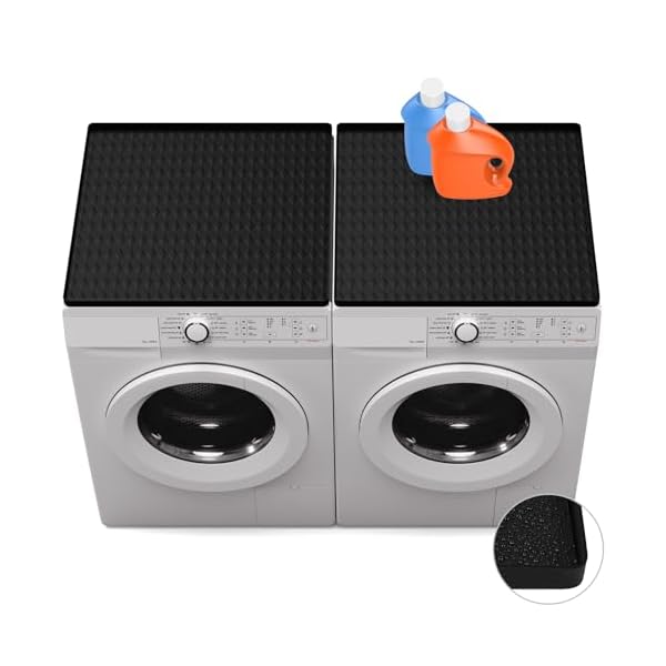 2 Pack Washer and Dryer Covers for the Top, Non-slip Silicone Washer Dryer Top Protector Mat, Anti-Scratch Washing Machine Cover for Laundry Room (23.6” x 23.6” Black)