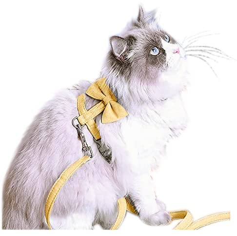 Cat Leash, Cat Harness And Leash Ddzmz Soft Mesh Breathable Adjustable Cat Vest Pets Harnesses For Walking Escape Proof Yellow Color L Size For Pets Cats Kitten Puppy Rabbit Ferret (1-Pack) #TOP5