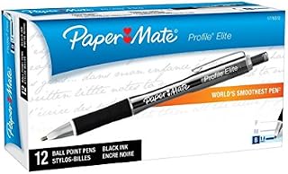Paper Mate Profile Elite Retractable Ballpoint Pens, Bold Point (1.4mm), Black, 12 Count