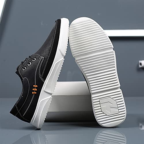 Image of CMM Men Lace-up Flat Sneakers, Casual Shoes Fashion Leather Oxfords, Breathable Walking Shoes Work Outdoor