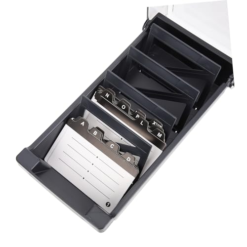 EXQUIMEUBLE 大容量スナップ蓋付き カードボックス 名刺ホルダー 多機能カード収納ケース ビジネス 学校用