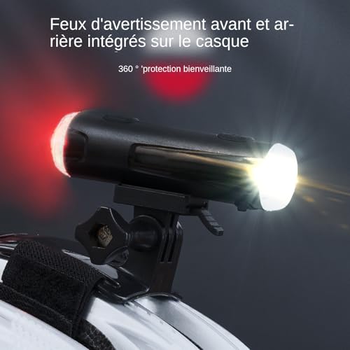 Lampe pour casque de vélo avec LED ajustable à 5 modes d'éclairage