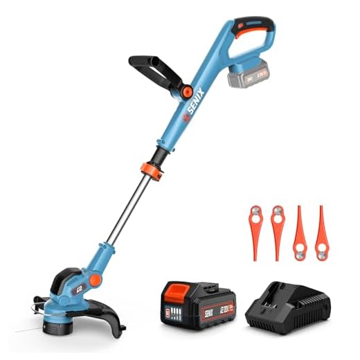 SENIX 20V 12" String Trimmer and Edger, 10'' Plastic Blades Weed Wacker, Telescopic Shaft, w/2.0Ah Battery & 2A Charger