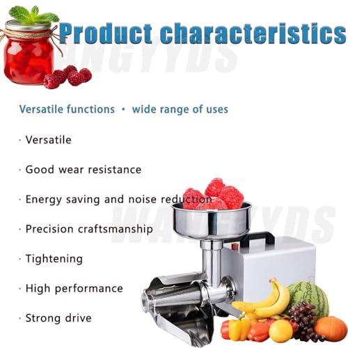 Tomatensaucen-Maschine, 450 W, für Tomaten-, Erdbeer- und Heidelbeersauce, 304 Edelstahl, Tomatenpresse und Sieb, reines Kupfer, Motornahrungssieb, Saucenbereiter