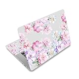 ARTSO 12 13 14 15 15.4 15.6 Inches Laptop Skin Sticker Decal Universal Netbook Skin Sticker Reusable Soft Notebook Art Protector Cover Decal, Gray Pink Flower