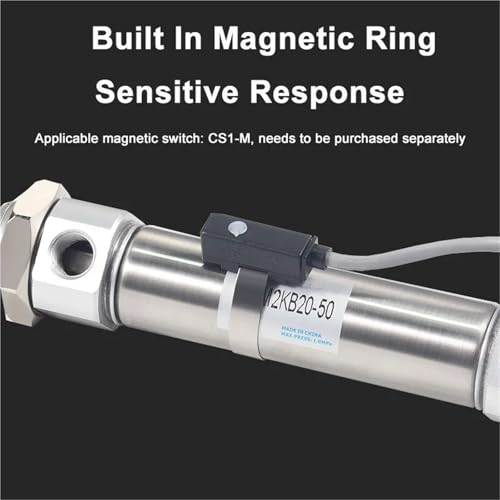 Vérin pneumatique CDM2KB en acier inoxydable 20x250 mm avec tige hexagonale