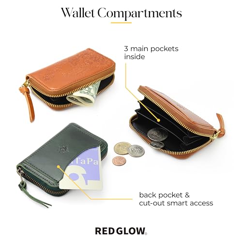 Red Glow RG-007 Men's Genuine Leather Coin Purse, Card Case, Made in Japan, Genuine Leather, Land Zipper (Camel)3