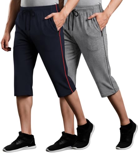 Image of FEEL TRACK Men's Regular Fit Three Fourth Capri (Pack of 2)